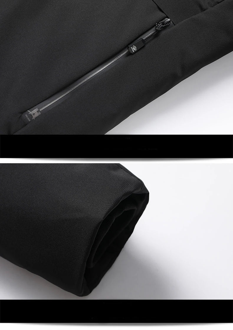 Men Winter  2025-2026 Thick Warm Parka Coat Fleece Inside Male Solid Color Hooded Thick Jacket  Men's Middle Long Coat Size