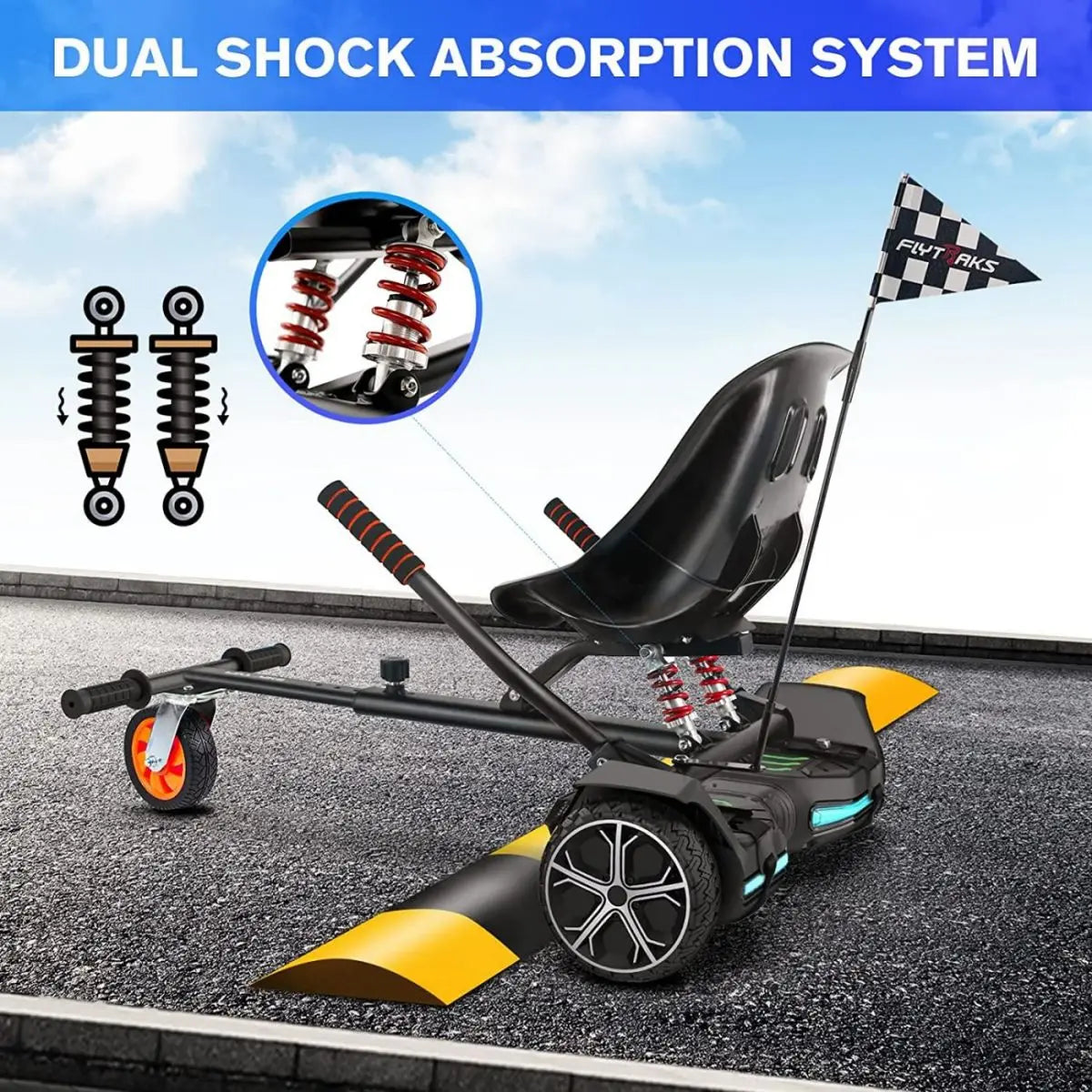 Gyroor Hoverboard Seat Attachment, hoverboard go with Adjustable Frame Length Compatible with 6.5'' 8'' 10'' Hoverboard