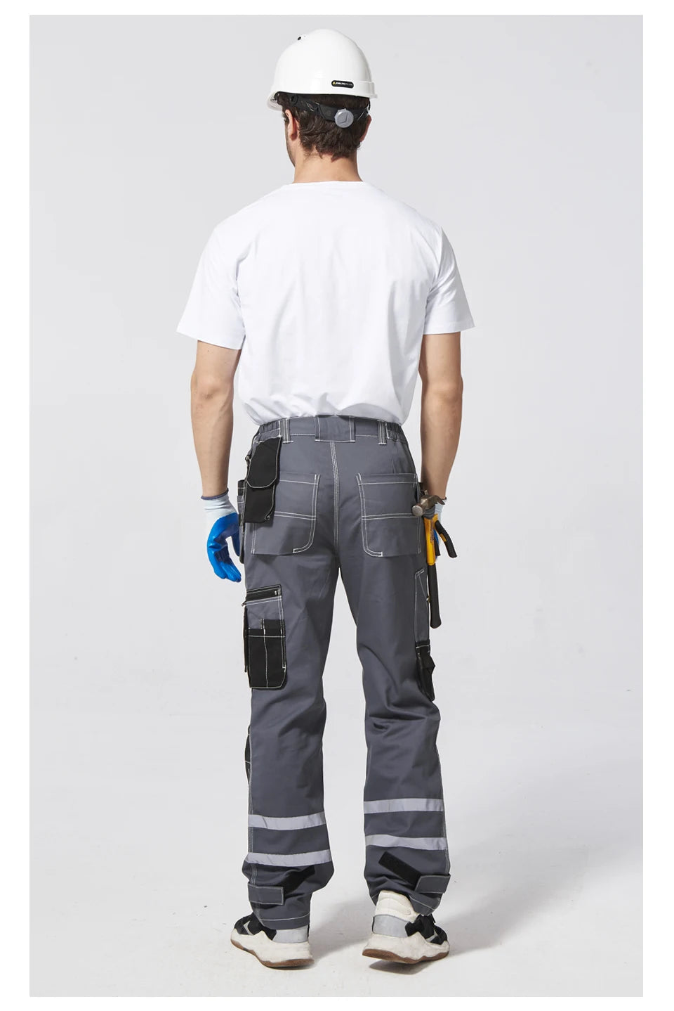 Electrician Men Working Pants Multi Functional Pockets Wear-resistance Workwear Trousers Reflective Work Mechanic Repair Mens Cargo Pants
