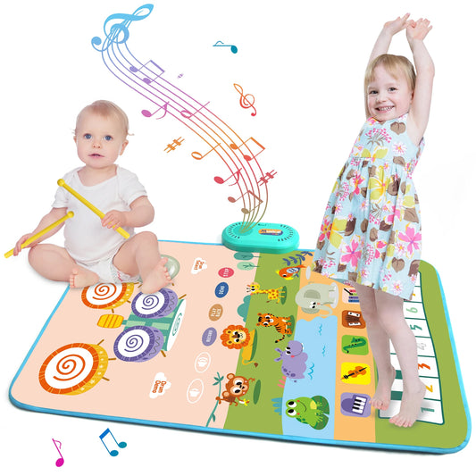 80x50cm Music Play Mat for Kids Toddlers Floor Piano Keyboard Drum Toys Dance Mat with 6 Instruments Sounds Educational Toys