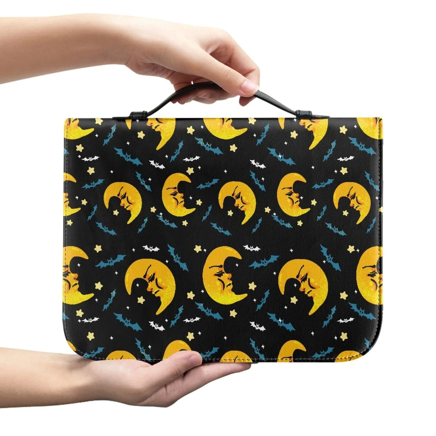 M Size Leather Cross Design Printed Book Bible Bag Student Travel Storage Bag One-handed Portable Storage Student Handbag