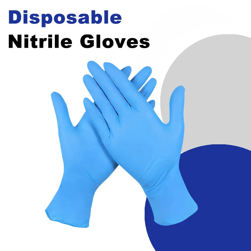 50/100PCS Blue Disposable Nitrile Gloves Household Waterproof Nitrile Gloves Gloves Medium, Blue Heavy Duty Disposable Gloves, Powder Free, Latex Free, and Protein Free, Medical, Food, Multi Use