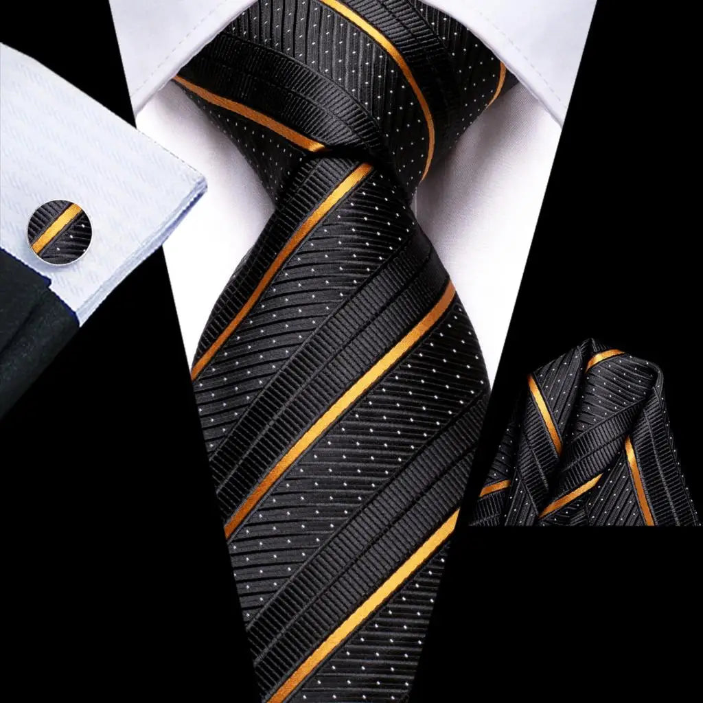 Our Brand  2025 Hi Tie Striped Sage Green Mens Fashion Necktie Handkerchief Cufflinks for Tuxedo Accessory Classic Silk Luxury Tie for Man Gift