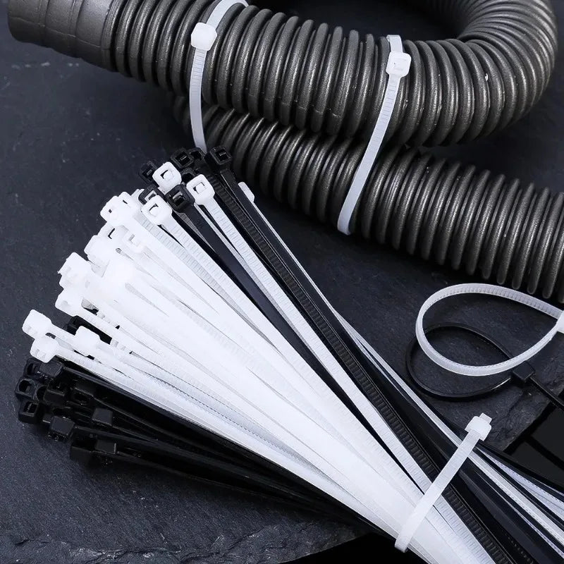 500Pcs Cable Management Assorted Industrial Supply Fasteners Plastic Wire Zip Ties Organiser Nylon Electric Cable Tie