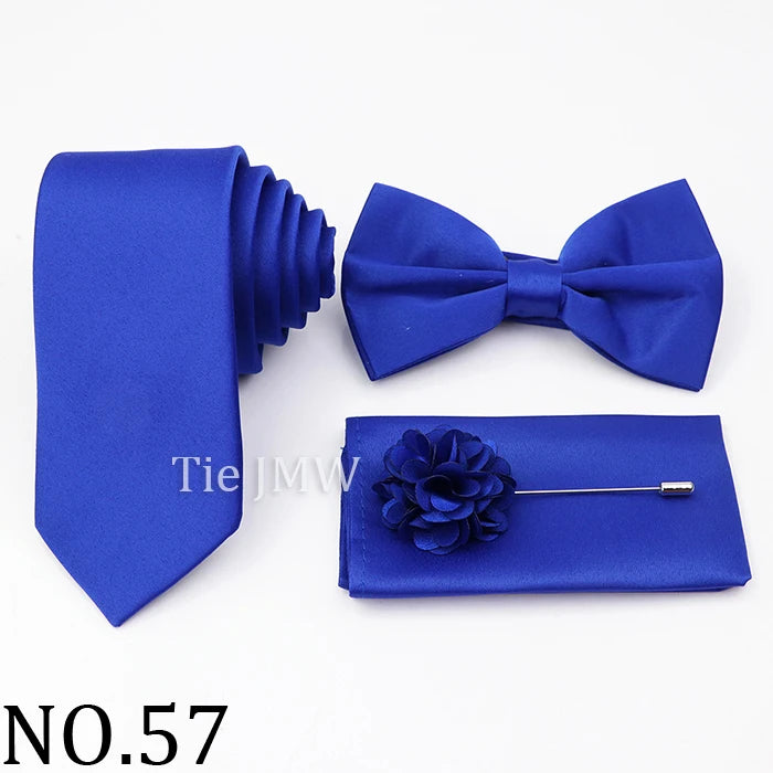 Hot Sale Pink Purple Sage Green Tie Set Polyester Necktie Bowtie Cufflink Brooch For Groom Suit Wedding Cravat Shirt Accessory