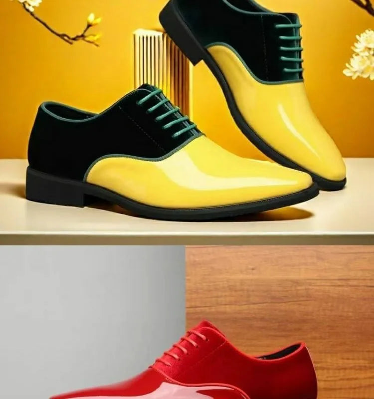 yellow blue red black oxford shoes man eleganti patent leather formal shoes man designer casual business wedding shoes for man