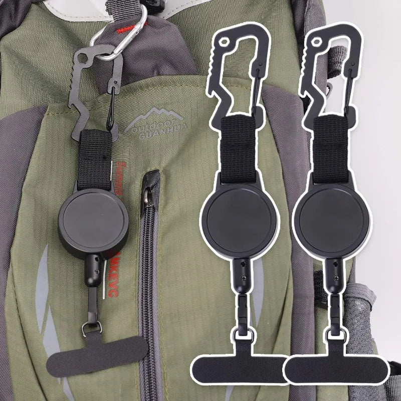 Retractable Keychain Heavy Duty with Phone Clip Fastener Tactical ID Badge Reel Strap Holder Universal Retractable Cord KeyRing