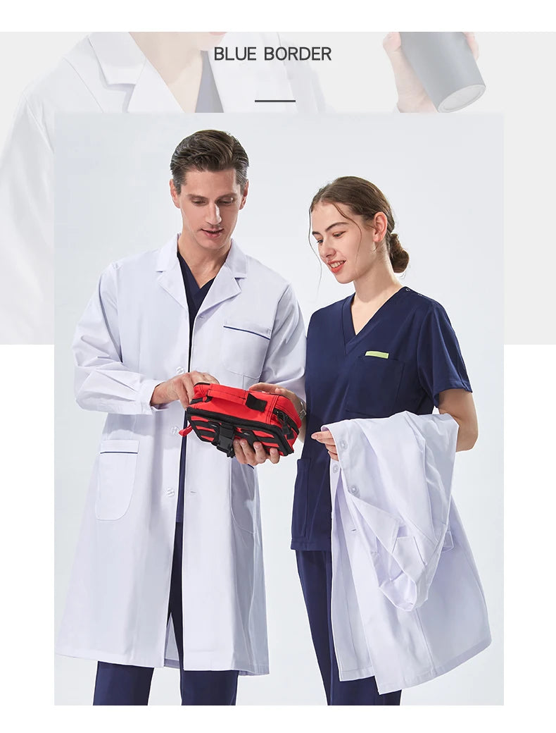 NEW 2024  White Lab Coat for Women Men Students Chemistry Healthcare Professionals Nurse Long Sleeves Doctor Work Robe XK002
