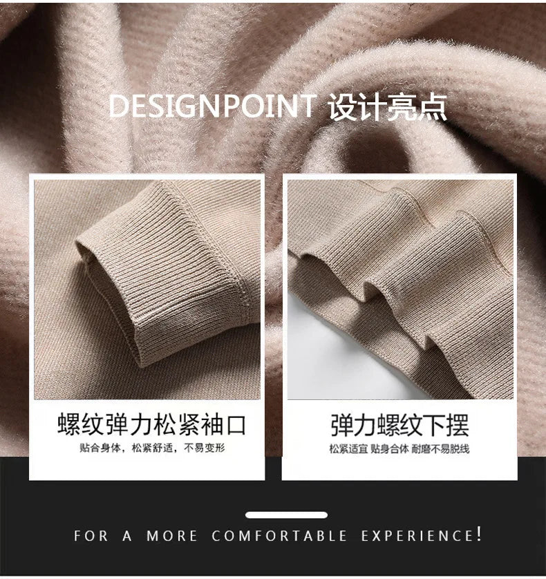 New Collection 2024-2025 Basic Warm Sweater for Men Winter Casual Pullover Warm Turtleneck Sweater Velvet Thick Solid Slim Bottoming Shirt Homme