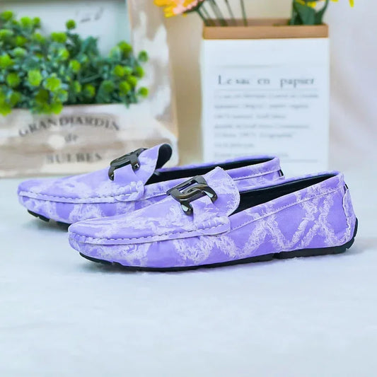 Our 2025 New Fashionable Mens Over Size 38-48 Moccasin Shoes Purple Spring Male Formal Dress Shoes Comfortable Youth Leisure Shoes