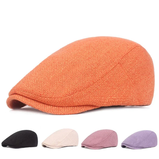 2025 Retro Men's Hats Cotton Visors Herringbone Flat Caps Casual Artist Peaked Cap Gorras