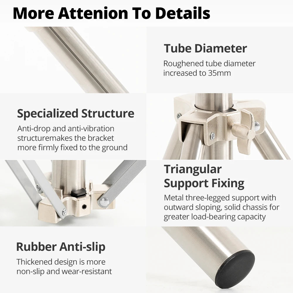 AMBITFUL 4M Stainless Steels Heavy Duty Light Stand Tripod 1/4 and 3/8 Screw Load 10KG for Studio Flash Softbox Continuous Light