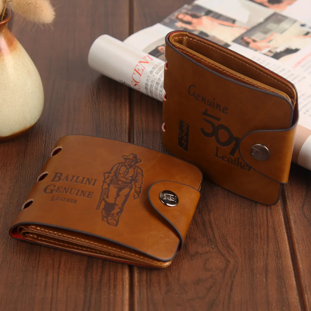 Brand New Collection 2024-2025 Man's wallets High Quality Retro Hunter Wallets Men Credit Business Card Holders Money Clip With Buckle Male Purses