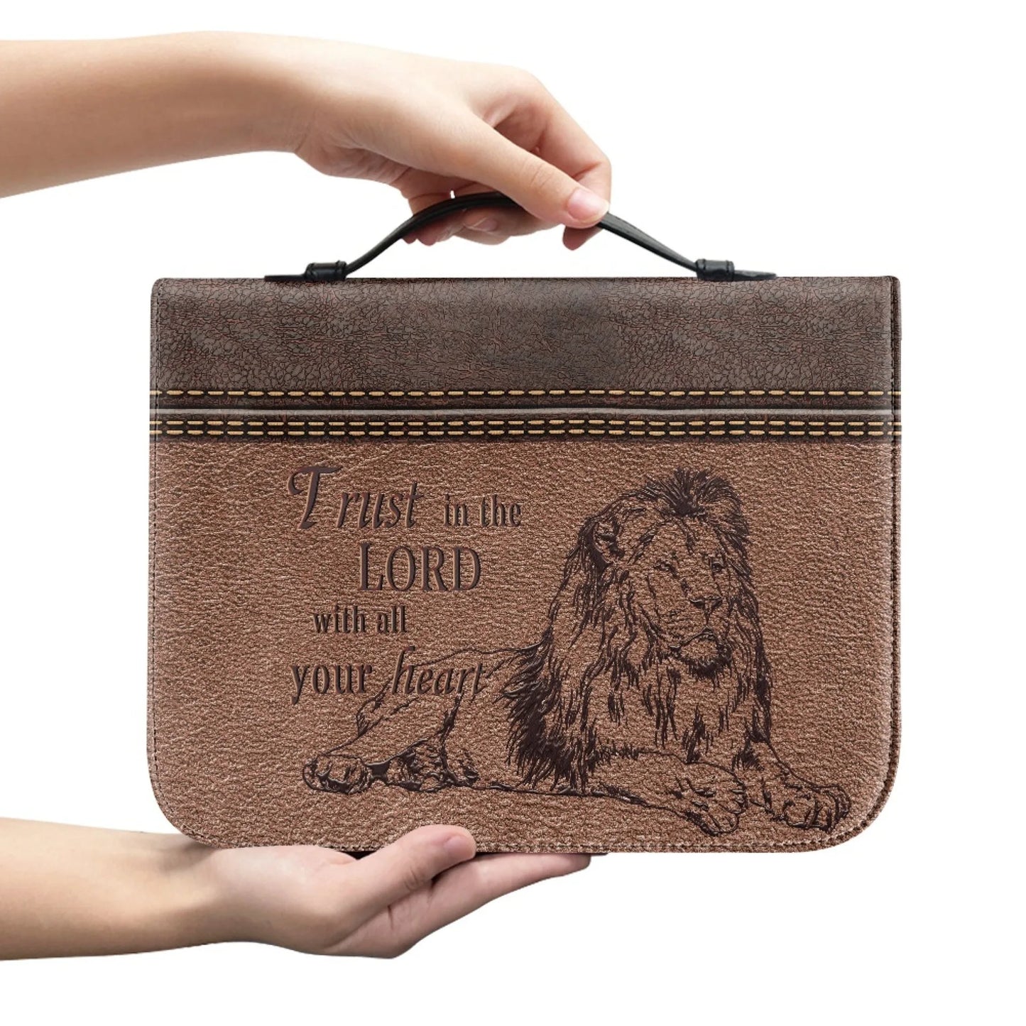 M Size Leather Cross Design Printed Book Bible Bag Student Travel Storage Bag One-handed Portable Storage Student Handbag