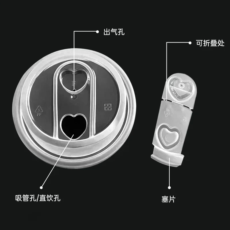100pcs 90 Caliber Matte Cup Cover Disposable Coffee Milk Tea Take-out Food Packing Cup Lid Leak Proof Clear Plastic Cups Lid