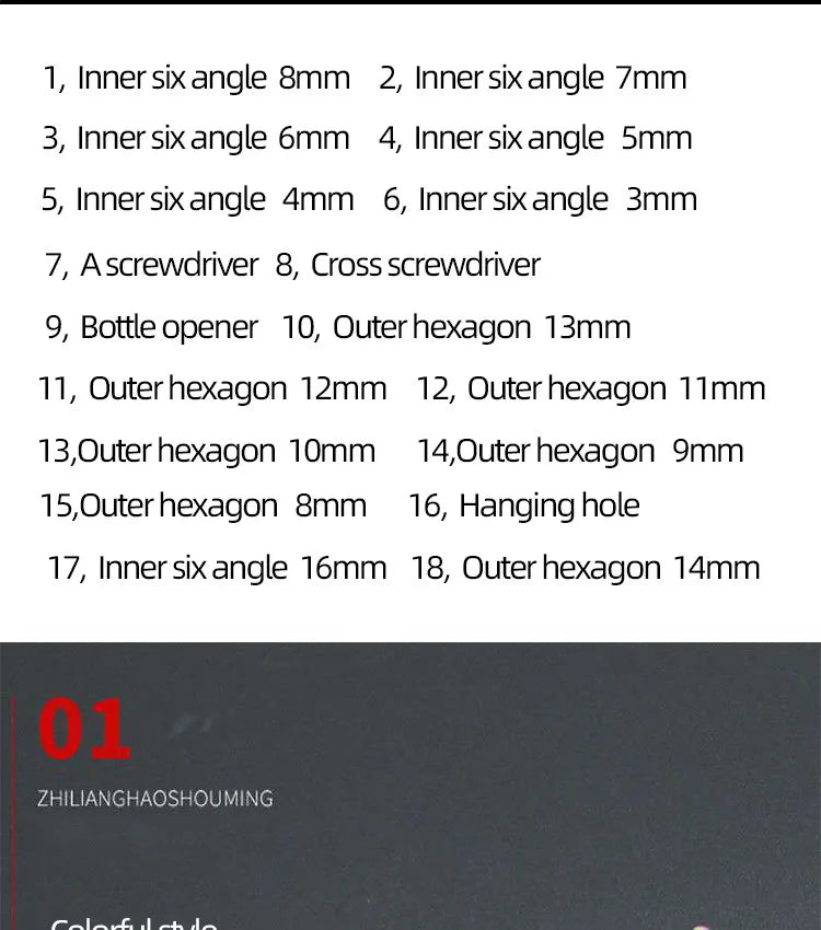 18 In 1Bottle Opener Screwdriver  Snowflake Snow Wrench Tool Spanner Hex Wrench Multifunction Camping Outdoor Survive Tools