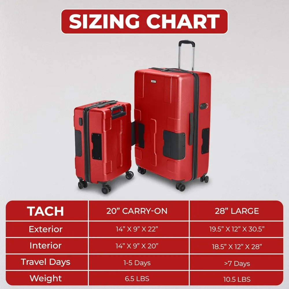 2 Piece Luggage Set - 20 & 28 inch Luggage | Carry On & Large Checked Suitcases Patented Built-In Connect