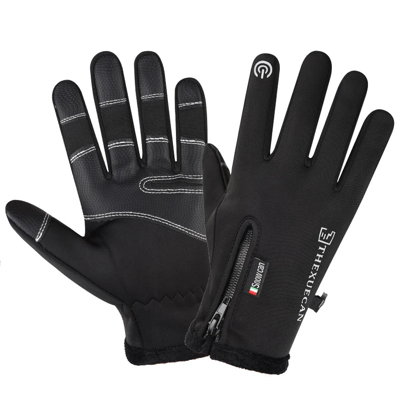 Motorcycle Gloves Winter Thermal Fleece Lined Winter Water Resistant Skin-friendly Touch Screen Outdoor Moto Riding Ski Gloves