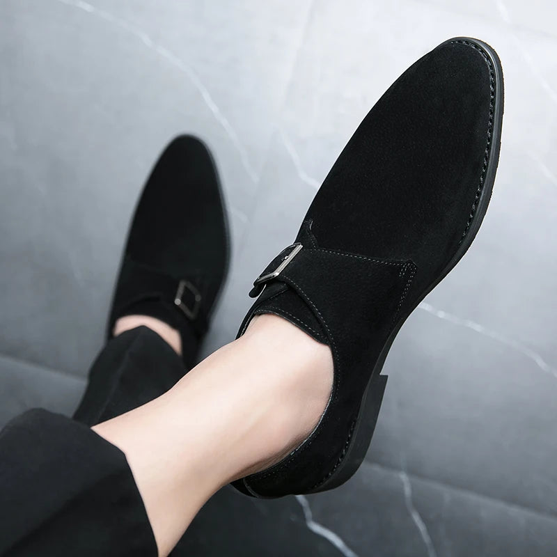 NEW 2024-2025 Fashion Luxury Brand Designer black Brown suede Monk Strap Shoes For Men Formal Wedding Dress Homecoming Sapatos Tenis Masculino