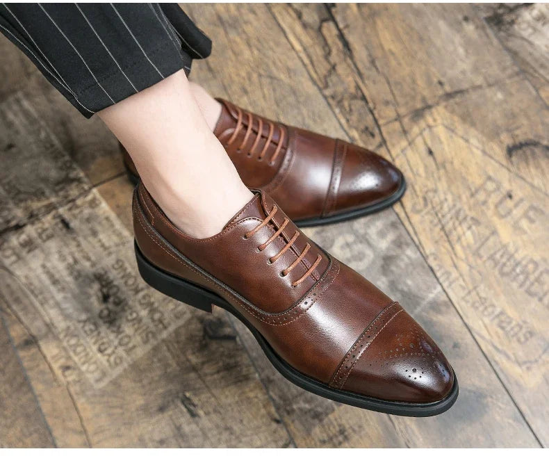 Our New Collections 2024-2025 Men's Formal  Shoes Red Sole Fashion Business Casual Party Banquet Daily Retro Carved Lace-up Brogue Dress Wedding Shoes Size 48