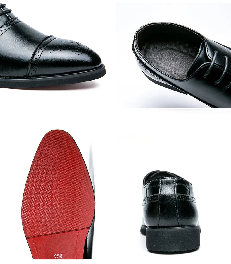 Our New Collections 2024-2025 Men's Formal  Shoes Red Sole Fashion Business Casual Party Banquet Daily Retro Carved Lace-up Brogue Dress Wedding Shoes Size 48