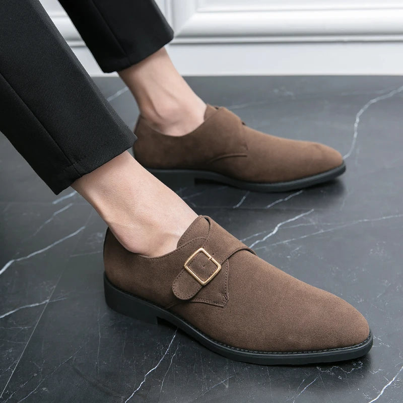 NEW 2024-2025 Fashion Luxury Brand Designer black Brown suede Monk Strap Shoes For Men Formal Wedding Dress Homecoming Sapatos Tenis Masculino