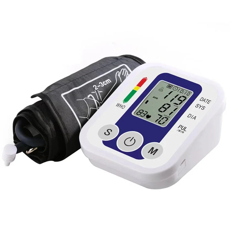 LCD Portable Health Care Pulse Meter BP Monitor Automatic Digital Arm Blood Pressure Monitor Tonometer Meter Sphygmomanometer