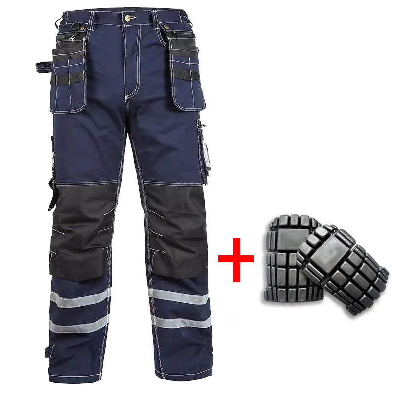 Electrician Men Working Pants Multi Functional Pockets Wear-resistance Workwear Trousers Reflective Work Mechanic Repair Mens Cargo Pants