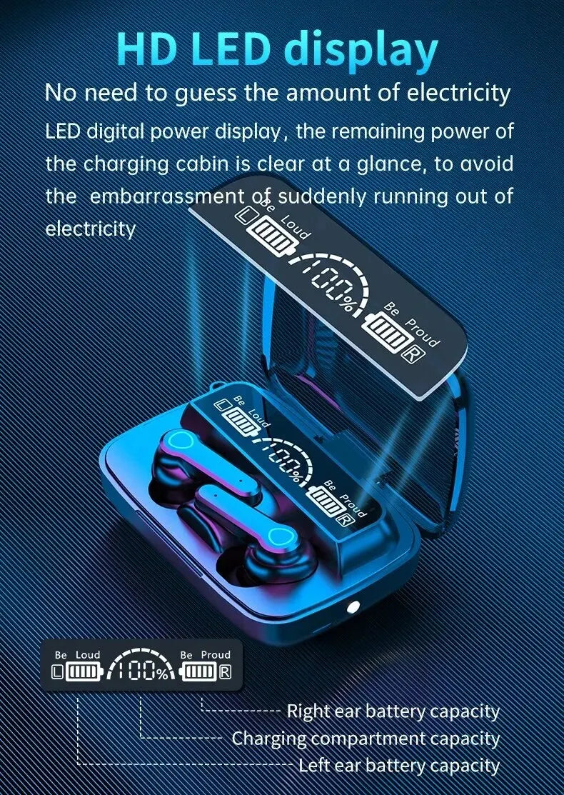 M19 Bluetooth Headset Wireless Tws Gaming Support Noise-cancelling Touch In-ear Mini Emergency Power Bank Headset - FREE LAPTOP STAND IS OFFER