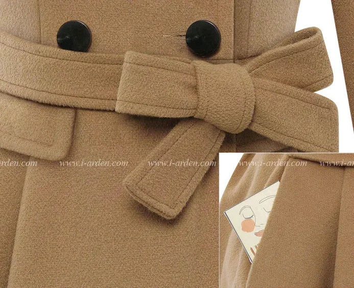 New 2025 Women's Woolen Jacket Long Slimming Smoothing Overcoat Double Row Buttoned Narrow Fit European And American Style