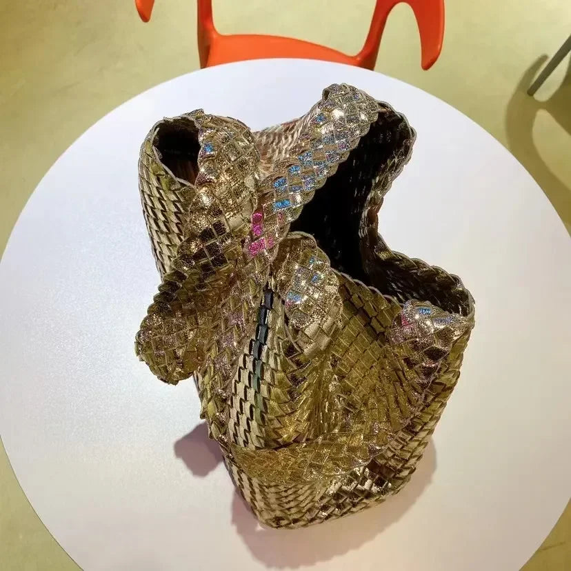 Luxury Woven Tote Women's Handbags Designer Large Shoulder Bags for Women 2025 Fashion PU Shopper Purses Composited Bags Clutch