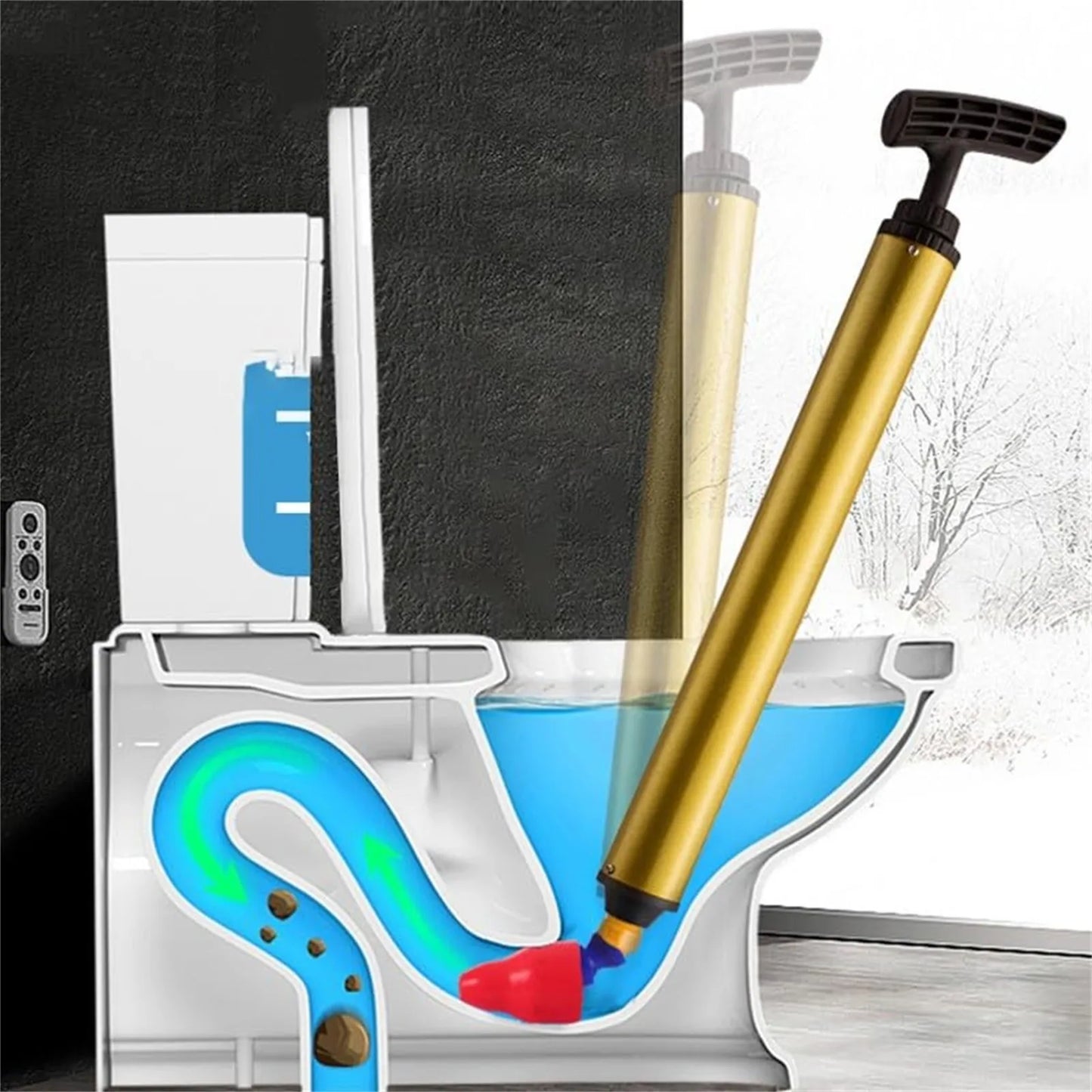 High Pressure Toilet Unblock One Shot Toilet Pipe Plunger, Upgraded Toilet Plunger Kit High Pressure Clog Remover Plumbing Tool