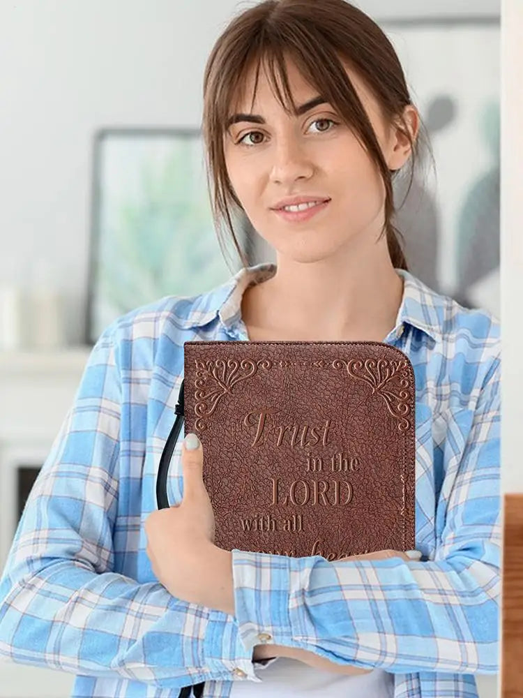 Vintage Bible Cover Carrying Case PU Leather Carrying Bag Protective Case Portable Carrying Book Case Church Bag With Handle