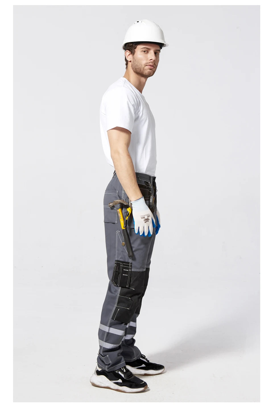 Electrician Men Working Pants Multi Functional Pockets Wear-resistance Workwear Trousers Reflective Work Mechanic Repair Mens Cargo Pants