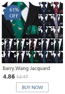 Fashion Silk Men Tie Green Teal Blue Solid Paisley Striped Plaid Floral Animal Necktie Handkerchief Cufflinks Set Barry. For Wedding