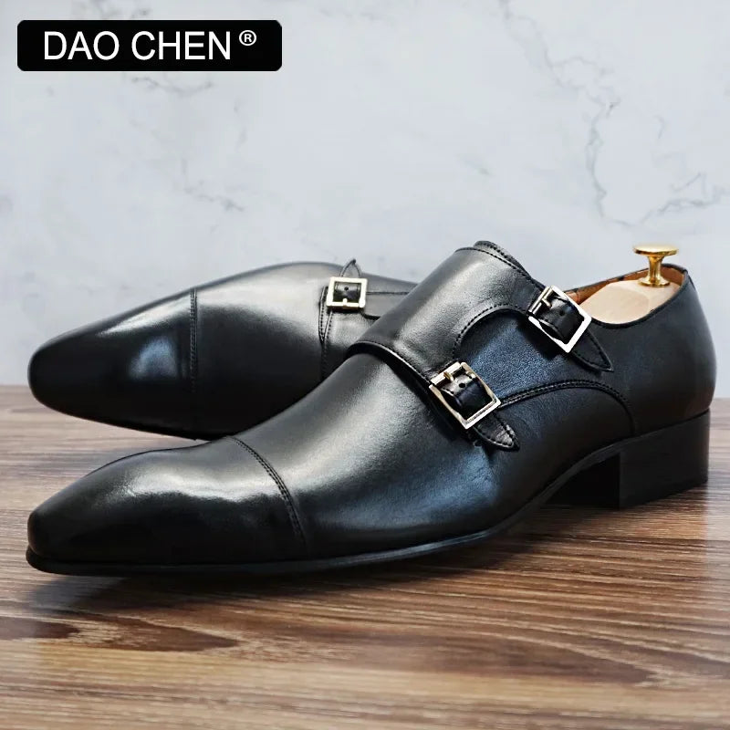 LUXURY DESIGNER MEN'S MONK SHOES BLACK BROWN BUCKLE STRAP LOAFERS MENS DRESS SHOES OFFICE WEDDING REAL LEATHER SHOES MEN WE OFFER 10%OFF IN ALL ITEM