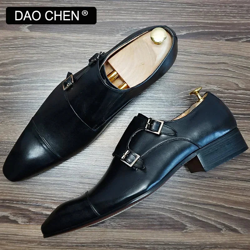 LUXURY DESIGNER MEN'S MONK SHOES BLACK BROWN BUCKLE STRAP LOAFERS MENS DRESS SHOES OFFICE WEDDING REAL LEATHER SHOES MEN WE OFFER 10%OFF IN ALL ITEM