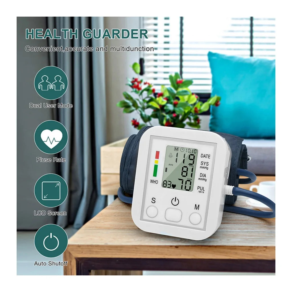 English Voice Digital Arm Blood Pressure Cuff Sensor Monitor BP Automatic Pressure Tonometer Tensiometer Heart Rate Pulse Meter