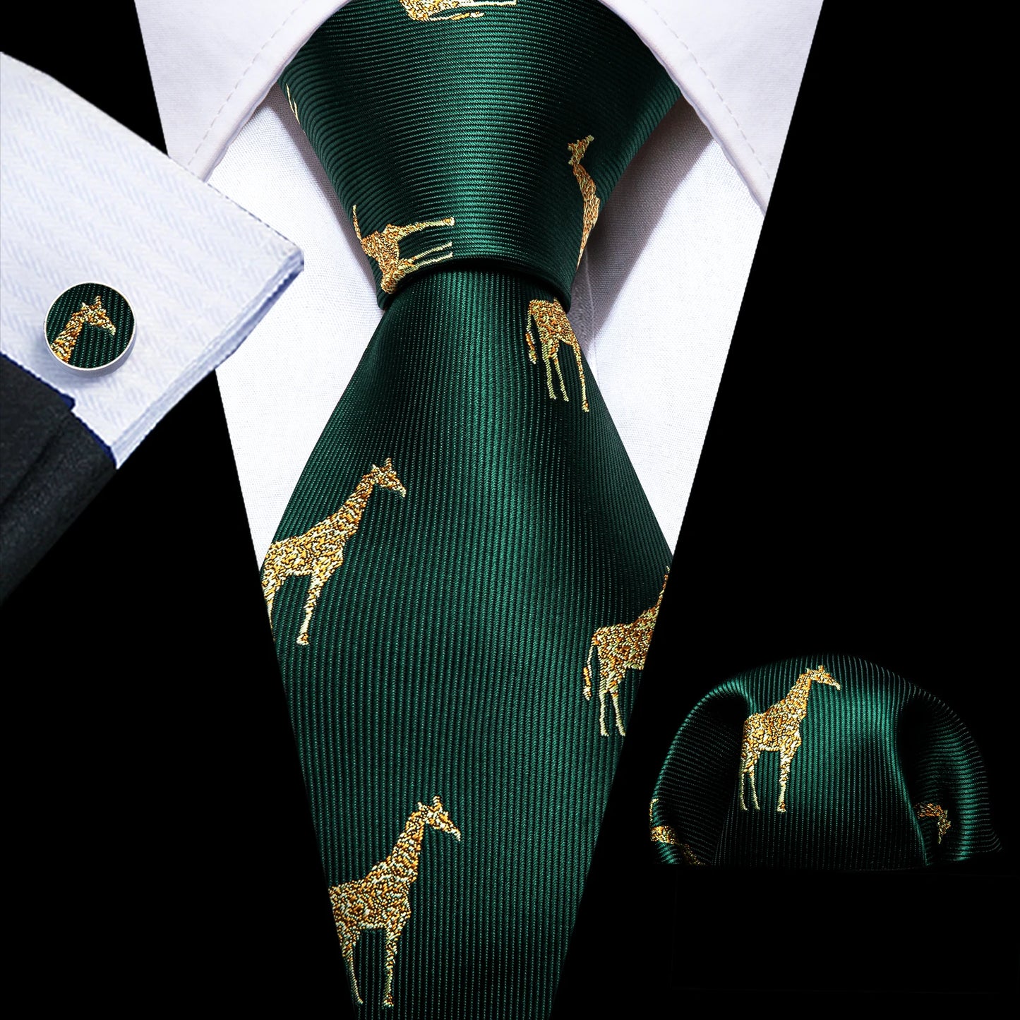 Amazony Epic Green Silk Mens Tie Hanky Cufflinks Set Mint Grass Teal Bottle Sage Pea Green Necktie For Male Wedding Business Party