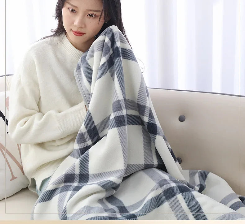 New 2024 Home Decor Wearable Warm Plaid Thin Blanket Fleece Blankets with Button Thicken Winter Warm Throw Blankets for Beds Sofa