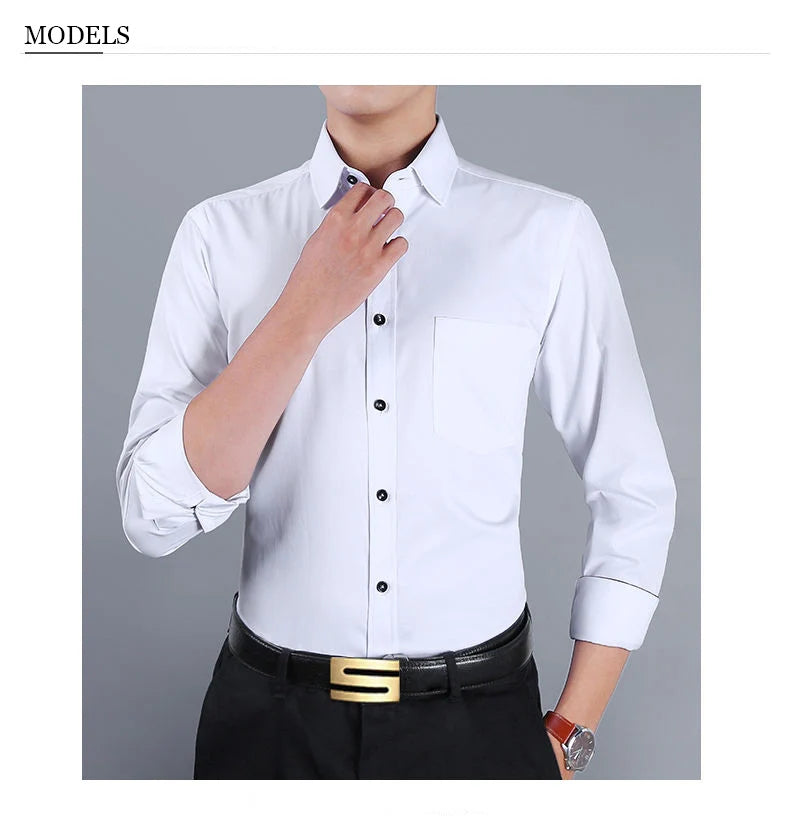 Plus Size 9XL 8XL Men's Business Casual Long Sleeved Shirt Classic Striped Male Social Dress Party Tuxedo Shirts Yellow Purple