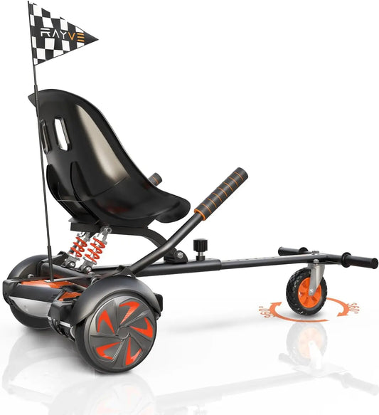 Hoverboard Attachment S1 with Rear Shock Absorption, Hoverboard Go Kart Accessory for 6.5" 8" 10" Hover Board, Adjustable Frame