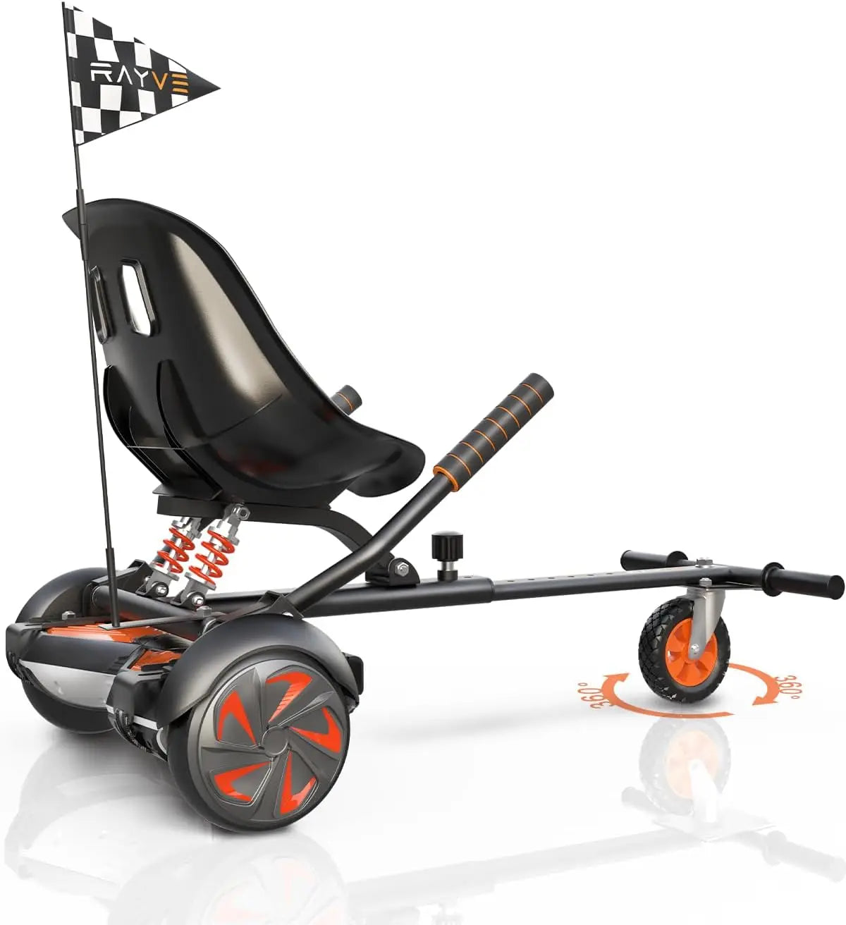 Hoverboard Attachment S1 with Rear Shock Absorption, Hoverboard Go Kart Accessory for 6.5" 8" 10" Hover Board, Adjustable Frame