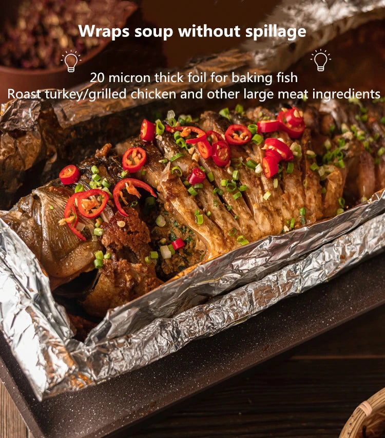 BBQ Aluminum Foil Oven Home Economical Packaging Air Fryer Tin Foil Barbecue Meat Baking Tray Paper Kitchen Baking Grease Paper