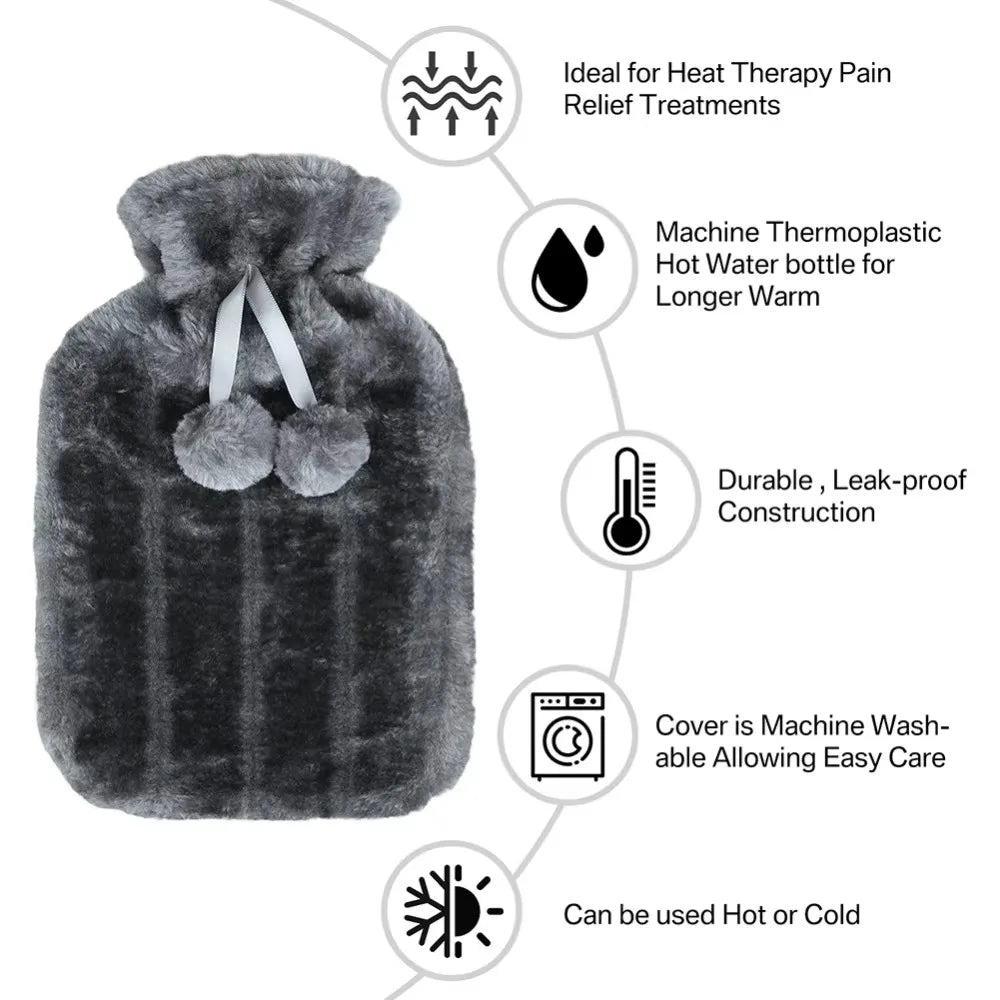 Removable Hot Water Bottle Cover Explosion Proof Leak-proof Plush Covering Portable and Reusable Cold-proof Hand Feet Warmer