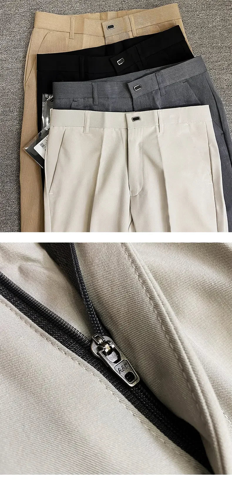 Summer Thin Men's Pants Non-iron Business Pants Men Formal Office Solid Color Daily Wear Casual Slim Fit Dress Suit Trousers Men