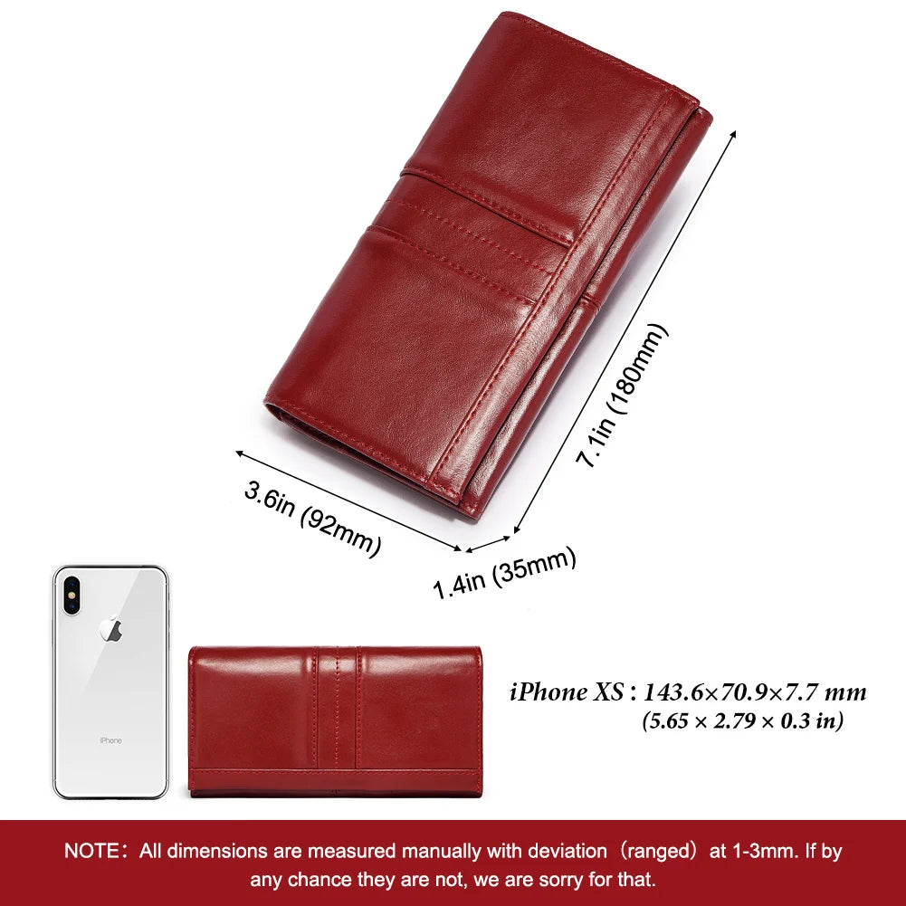 2024 Women's Clutch Bag Genuine Leather Wallets Fashion Female Cell Phone Purse RFID Blocking Credit Card Holder with Zipper Pocket