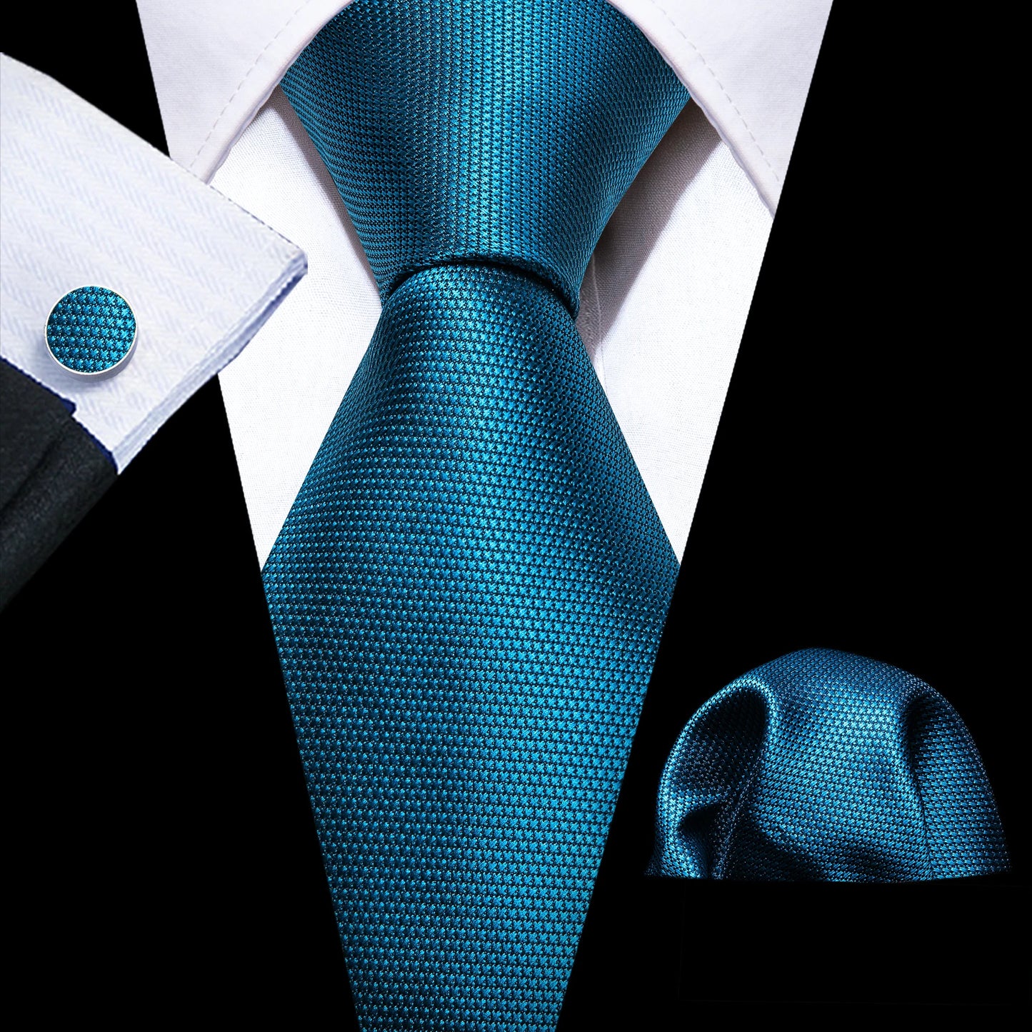 Amazony Epic Green Silk Mens Tie Hanky Cufflinks Set Mint Grass Teal Bottle Sage Pea Green Necktie For Male Wedding Business Party