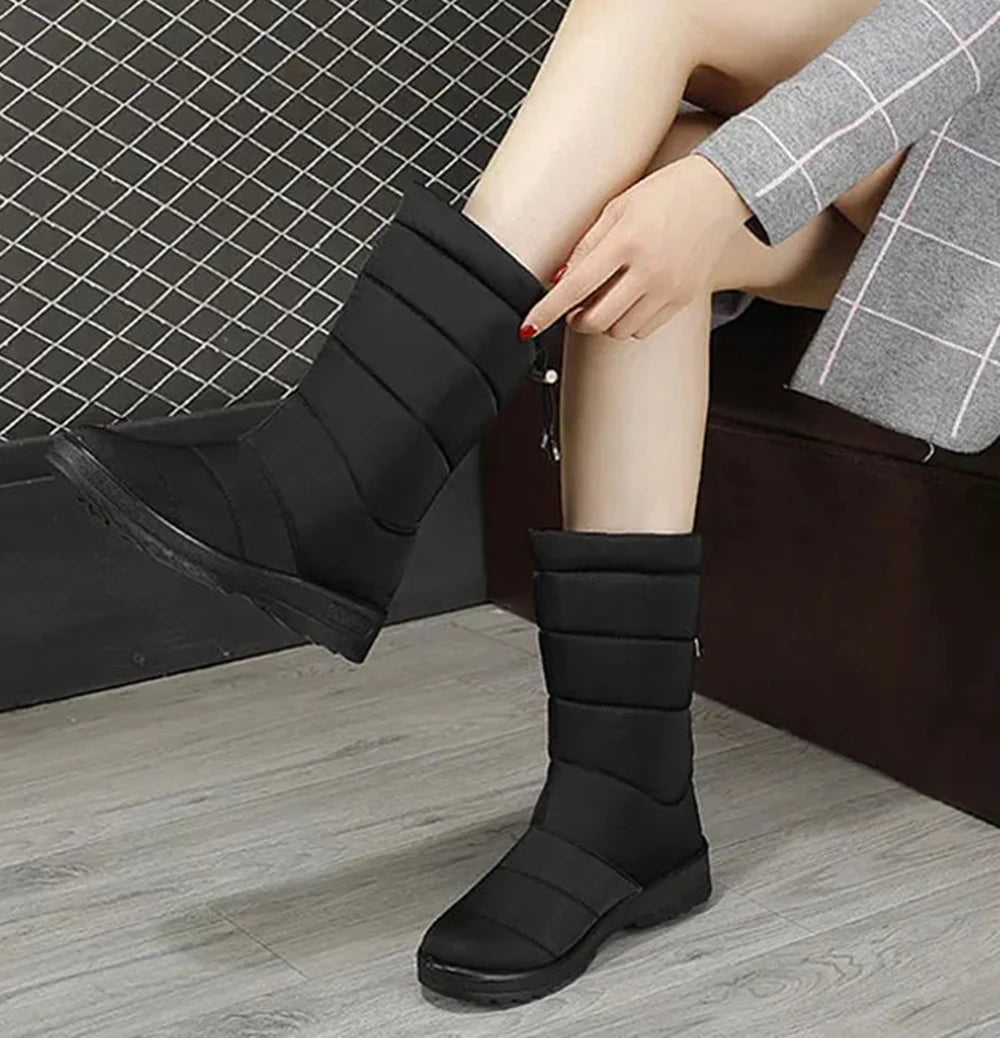 Winter Boots Women's Mid-Calf Snow Boots Women Shoes Wedges Keep Warm Fur Female Boot Shoes Chaussure Femme Botines Mujer 2024