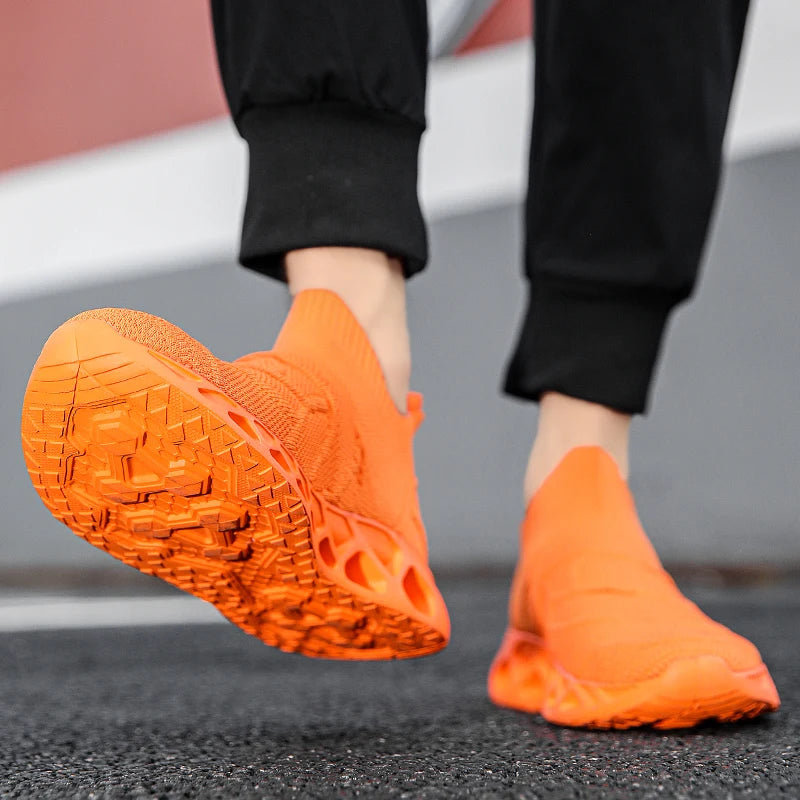 Big Size 40-47 Men Tennis Sport Shoes Breathable Mesh Sock Sneakers Slip-on Walking Footwear Super Light Trainer Tenis Masculino